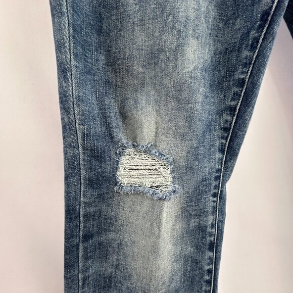 American Eagle Slim Jeans — Y2K Distressed Washed Blue Denim Men's W33 L32 - Picture 6 of 13